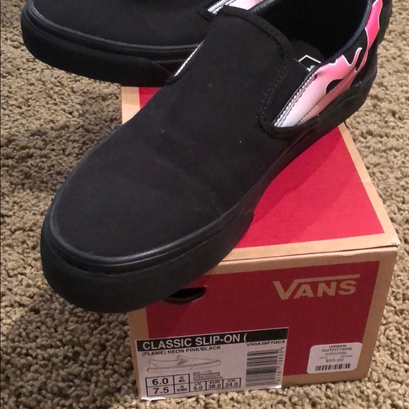 vans pink flame slip on